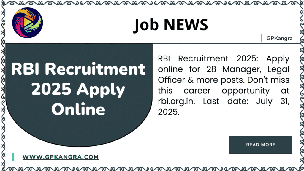 RBI Recruitment 2025 Apply Online