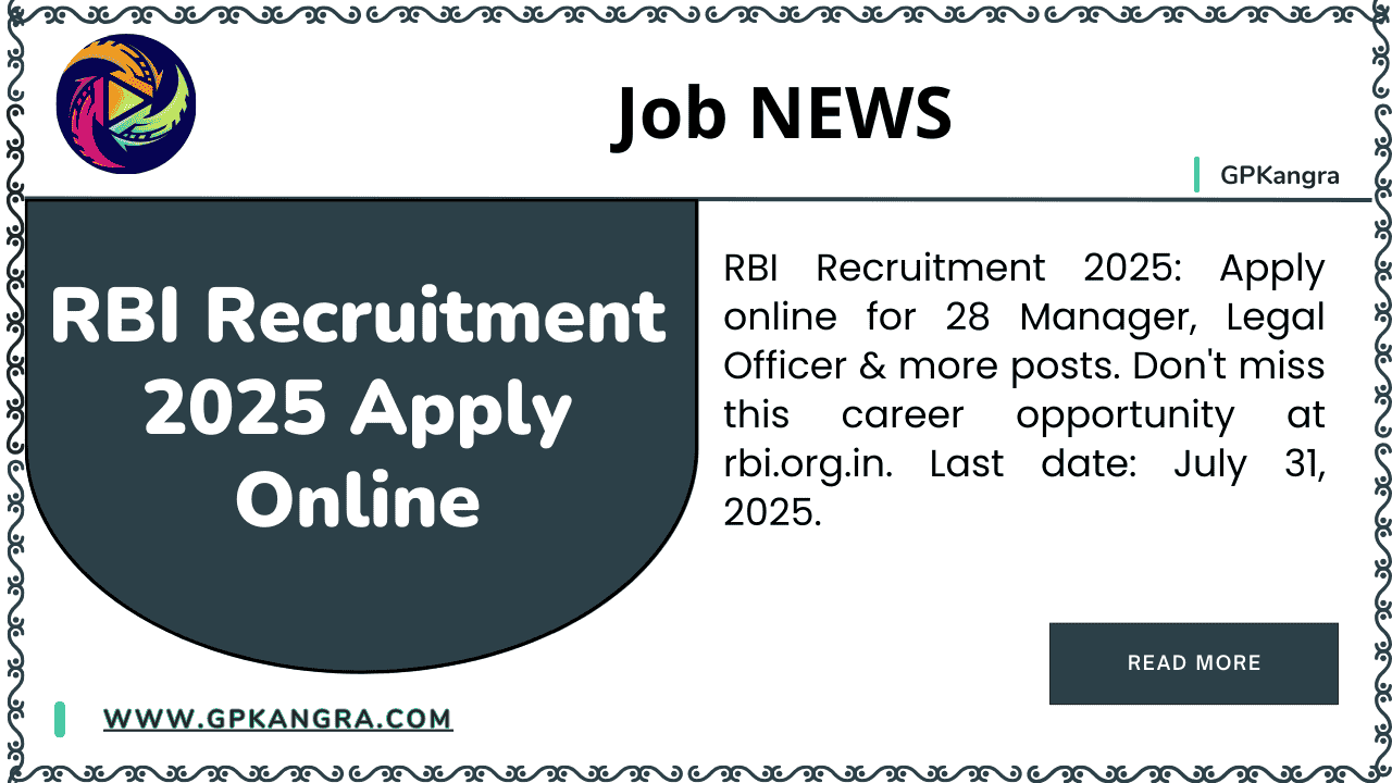 RBI Recruitment 2025 Apply Online